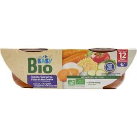 CARREFOUR BABY Plat bébé bio légumes pâtes dès 12 mois 2x200g