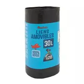 AUCHAN Sacs poubelle à liens amovibles 30L x20