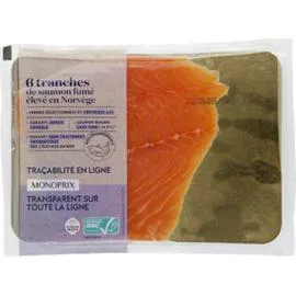 MONOPRIX Saumon fumé élevé en Norvège ASC 210g