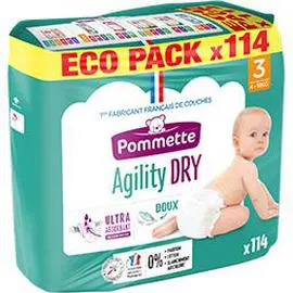 POMMETTE Couches Agility Dry, taille 3 : 4-9 kg x114