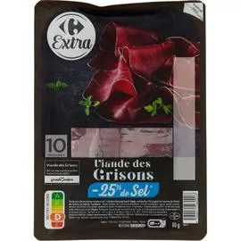 CARREFOUR EXTRA Viande des grisons sel réduit 10x8g