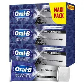 ORAL-B Dentifrice 3D white avec charbon 3x75ml
