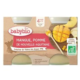 BABYBIO Compotes bébé dès 4 mois, pomme mangue 2x130g