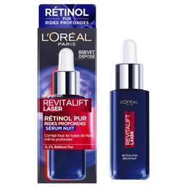 L'ORÉAL PARIS, REVITALIFT LASER Sérum Visage Nuit Anti-Rides Rétinol Pur rides profondes 30ml