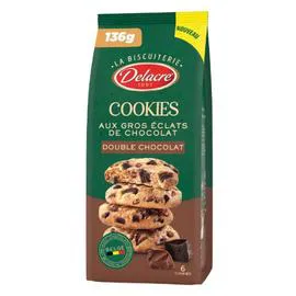 DELACRE Cookies classique Double Chocolat x8 136g