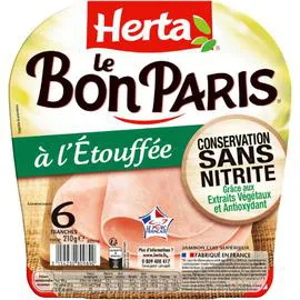 HERTA Jambon à l'étouffé conservation sans nitrite Le Bon Paris 210g