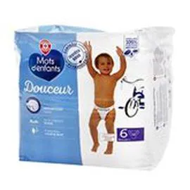 MARQUE REPÈRE, MOTS D'ENFANTS Couches bébé T6 Douceur - 16kg+ - x58 changes x58