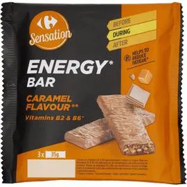 CARREFOUR, SENSATION Barres céréales caramel Energy SENSATION 3x35g