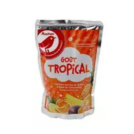 AUCHAN Boisson au jus de fruit goût tropical poche 200ml