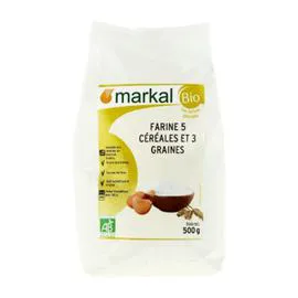 MARKAL Farine 5 Céréales et 3 Graines Bio 500g