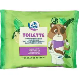 CARREFOUR SOFT Lingettes petites fesses x60 
