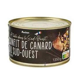AUCHAN GOURMET Confit de canard du Sud-Ouest 4 cuisses IGP 1,350kg