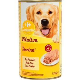CARREFOUR COMPANINO Pâtée pour chien terrine au poulet 1,23kg