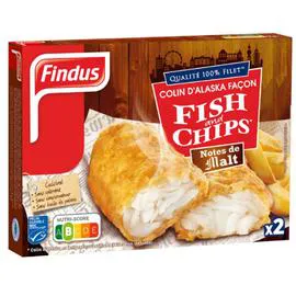 FINDUS Poisson pané colin façon fish &chips malt msc 240g