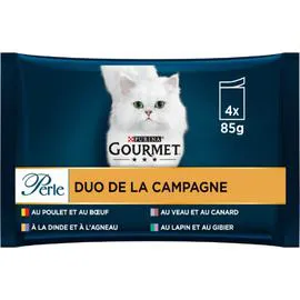 PURINA, GOURMET Pâtée pour chat duos de viandes 4x85g