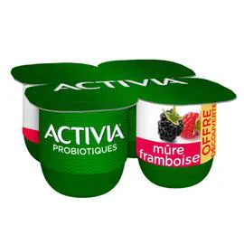DANONE, ACTIVIA Probiotiques Yaourt saveur mûre framboise 4x125g