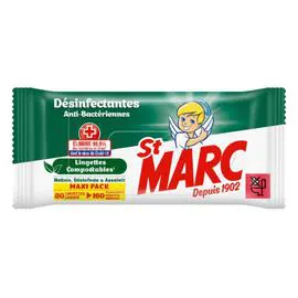 ST MARC Lingettes nettoyantes désinfectantes anti-bactériennes x80 