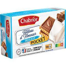CHABRIOR Biscuits Tableau d'Honneur Pocket chocolat au lait 250g