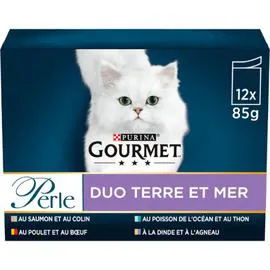 PURINA, GOURMET Patée pour chat duos de la mer et de viandes 12x85g