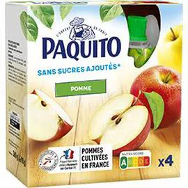 PAQUITO Spécialité pomme sans sucres ajoutés 4x90g