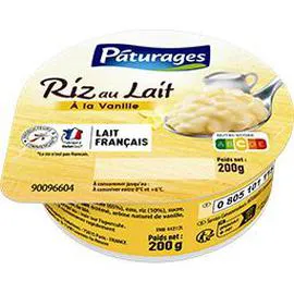 PÂTURAGES Riz au lait saveur vanille 200g