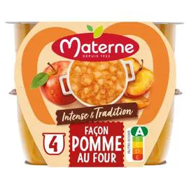 MATERNE Compotes coupelles intense et tradition pomme 4x97g