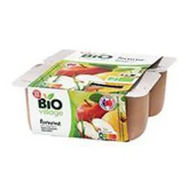 MARQUE REPÈRE, BIO VILLAGE Dessert fruitier pomme Bio 4x100g