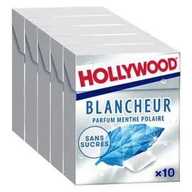 HOLLYWOOD Chewing-gum à la menthe polaire sans sucres Blancheur - 5x10 70g