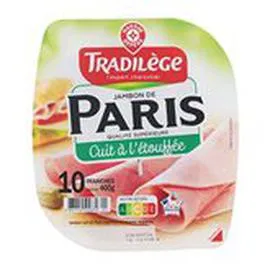 MARQUE REPÈRE, TRADILÈGE Jambon de Paris Découenné dégraissé x10 400g