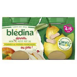 BLÉDINA Compote bébé dès 4-6 mois pommes poires 4x130g