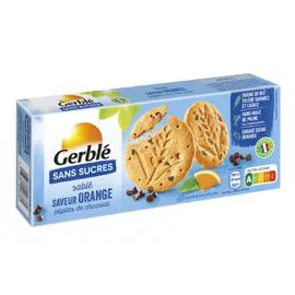 GERBLÉ Biscuits sablés orange pépites de chocolat sans sucres 132g
