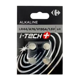 CARREFOUR Pile Alcaline LR44 I-TECH+ x4