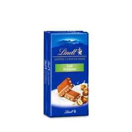 LINDT, MAÎTRE CHOCOLATIER Chocolat lait noisettes 2x100g