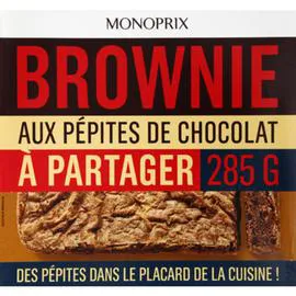 MONOPRIX Brownie aux pépites de chocolat à partager 285g