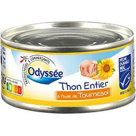 ODYSSÉE Thon entier à l'huile de tournesol 104g