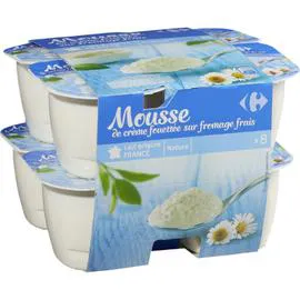 CARREFOUR Mousse de crème fouettée sur fromage frais nature 8x100g