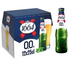 KRONENBOURG, 1664 Bière Lager Blonde sans alcool 12x25cl