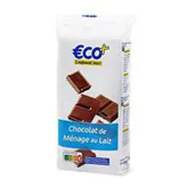 ECO+ Tablette chocolat au lait Ménage 5x100g