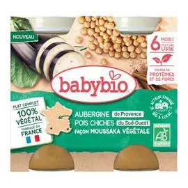 BABYBIO Façon Moussaka végétarienne - Aubergines de Provence, Pois Chiches Bio l'unité