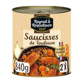 RAYNAL ET ROQUELAURE Saucisses de Toulouse lentilles cuisinées 840g