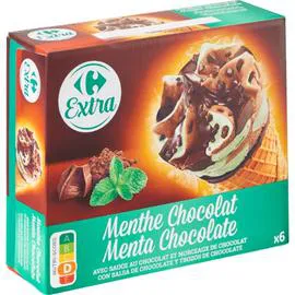 CARREFOUR EXTRA Glace Cône menthe chocolat 6x72,2g