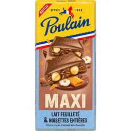 POULAIN Tablette de chocolat au lait feuilleté et noisettes 190g