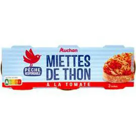 AUCHAN Miettes de thon listao à la tomate 3x80g