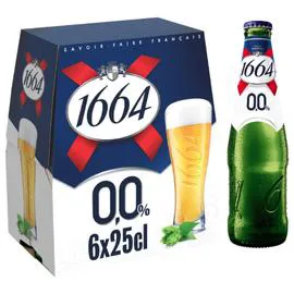 KRONENBOURG, 1664 Bière Lager Blonde sans alcool 6x25cl