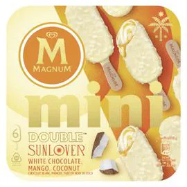 MAGNUM Glace Mini Bâtonnet Double Sunlover Chocolat Blanc Mangue Coco 282g