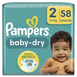 PAMPERS Couches Bébé Baby-Dry Taille 2 - 4Kg-8Kg x58