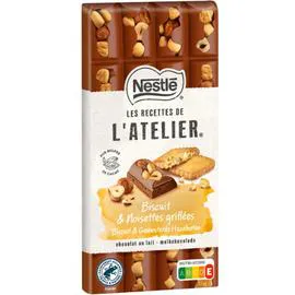 NESTLÉ, LES RECETTES DE L'ATELIER Tablette de chocolat biscuit noisettes 170g