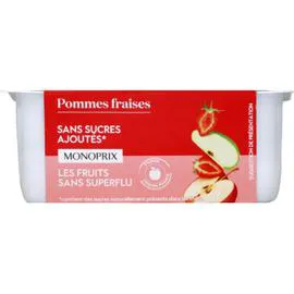 MONOPRIX Compote pommmes fraises sans sucres ajoutés 4x100g