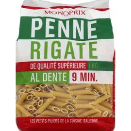 MONOPRIX Penne Rigate, de qualité supérieur, Prêt en 9 minutes 1kg
