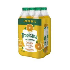 TROPICANA Jus d'orange Sans pulpe 4x1l